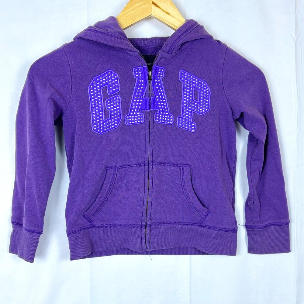 Girls Purple GAP Zip-Up Hoodie with Rhinestones